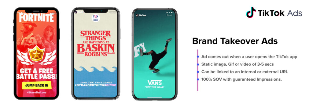 TikTok Ads - Brand Take Over Advertising example